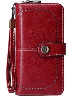 Stylish Leather Wallet for Women - Large Capacity Wristlet with Zipper Coin